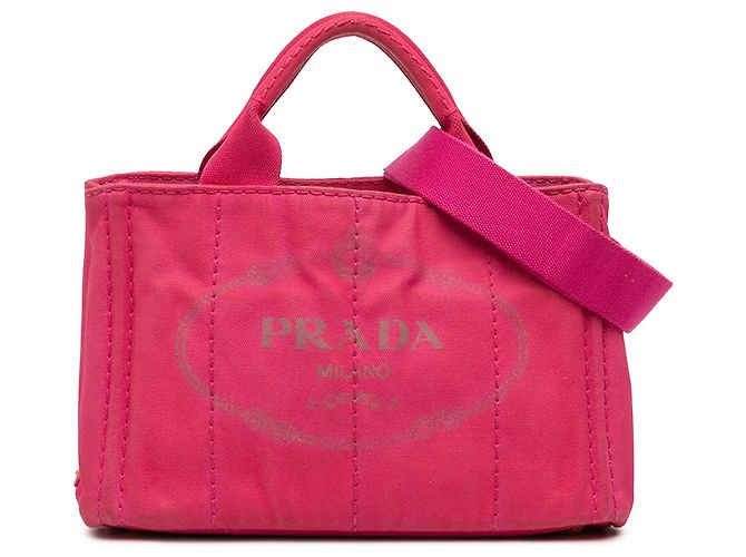 Tote Sac cabas Prada Small Canvas Canapa Logo Rose