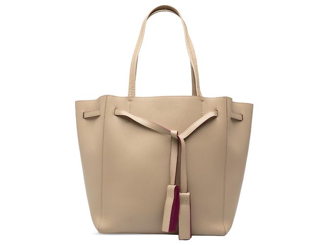Céline Celine Beige Small Leather Phantom Cabas Tote