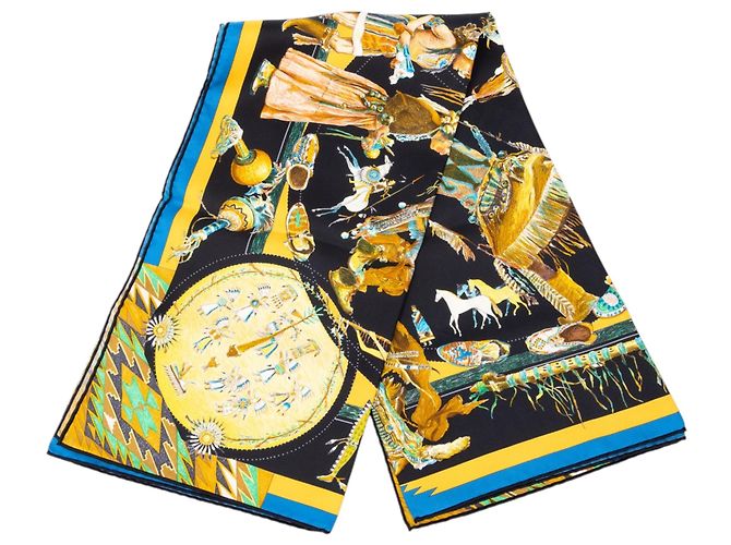 Lenço de seda Hermès Black Les Danses 90
