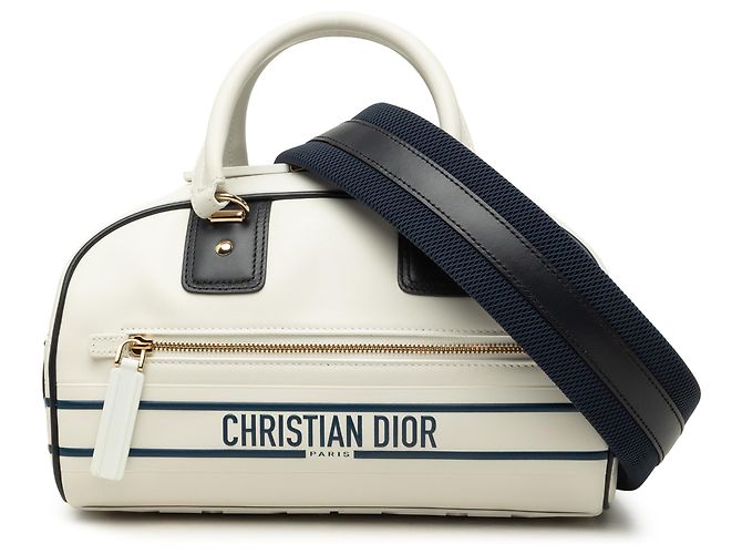Sac Bowling Dior Vibe zippé petit en cuir blanc Dior