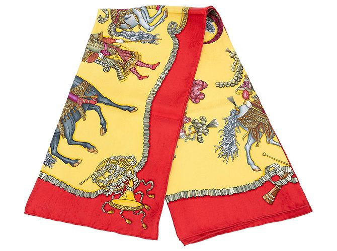 Pañuelo de seda Hermès Red Les Fetes Du Roi Soleil 90