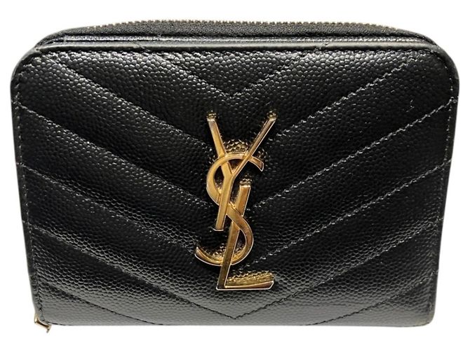 Yves Saint Laurent schwarze Leder-Bi-Fold-Geldbörse