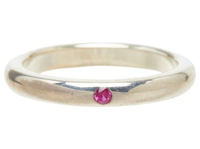 Autre Marque Tiffany & Co. Ruby SV925 Silver Peretti Stacking Band Ring