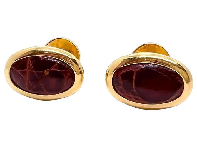 Loewe Abotoaduras de couro e ouro Anagrama