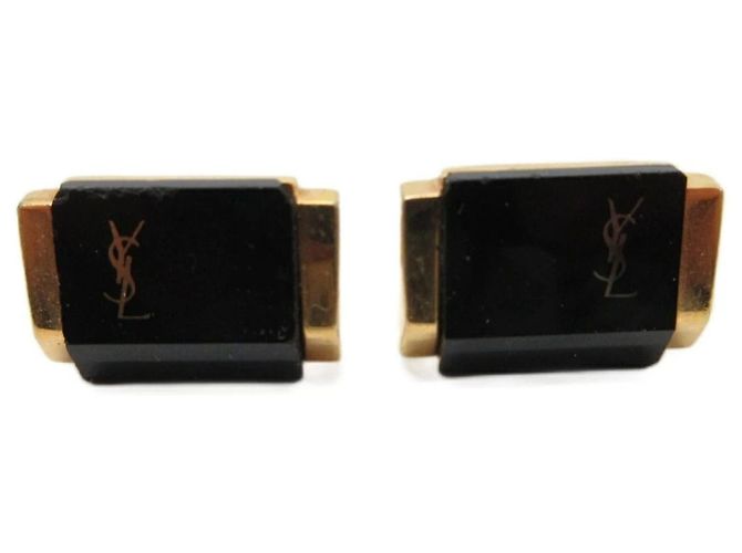 Abotoaduras Yves Saint Laurent Logo Dourado e Preto
