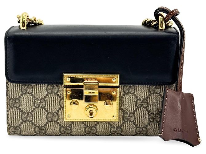 Gucci Padlock Top Handle GG Coated Canvas and Leather Small