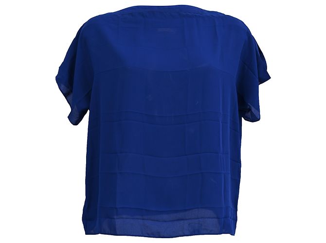 Hermès Square Neck Blouse in Blue Polyester