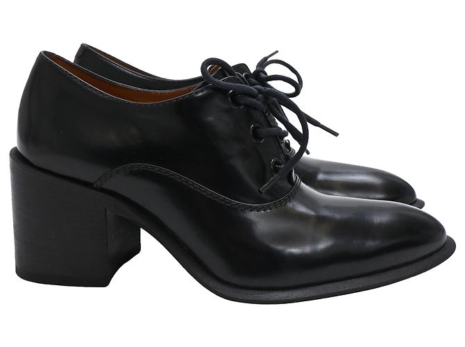 Edge Céline Décolleté Oxford con lacci Celine in pelle nera