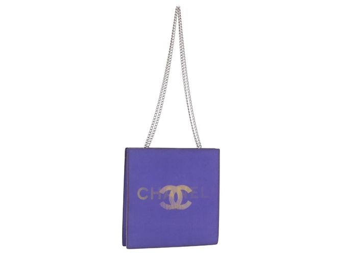 Borsa a tracolla CHANEL Hologram Chain in vinile Viola Argento CC