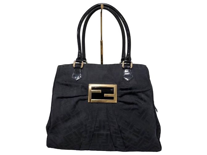 Fendi Mia Zip Sac Cabas Large Zucca Canvas Noir