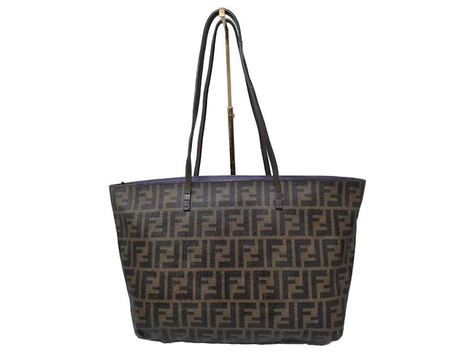 Fendi Petit Cabas Roll Toile Enduite Zucca Marron