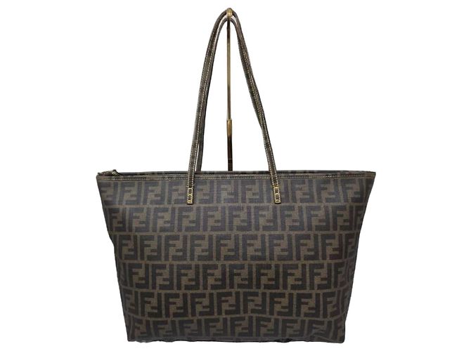 Fendi Zucca Spalmati Small Roll Tote - Marrone e Giallo