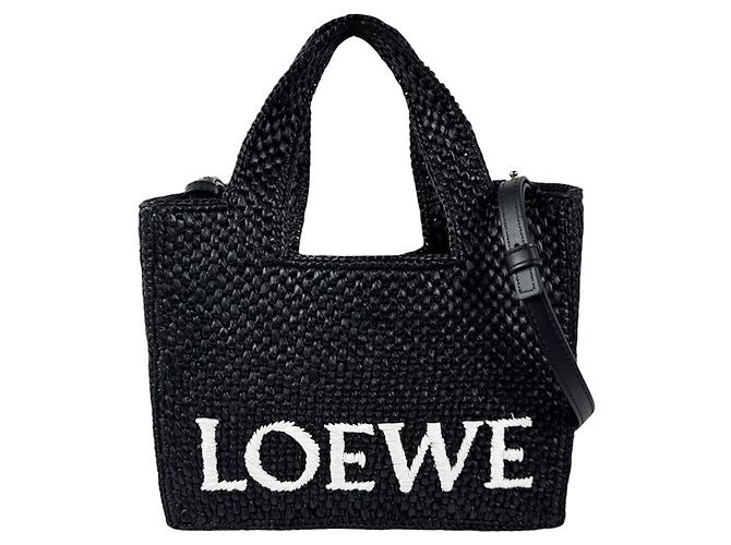 Sac à main Loewe en raphia noir