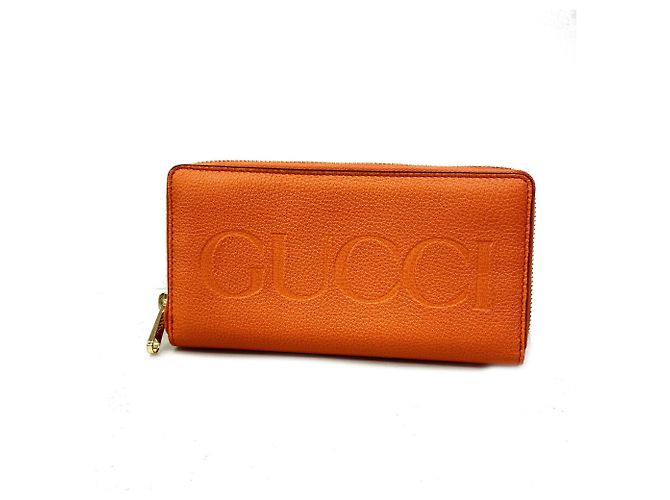 Cartera larga Gucci de cuero naranja