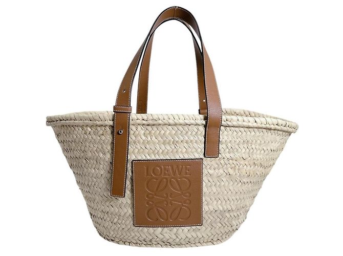 Loewe Beige Raffia Tote Bag