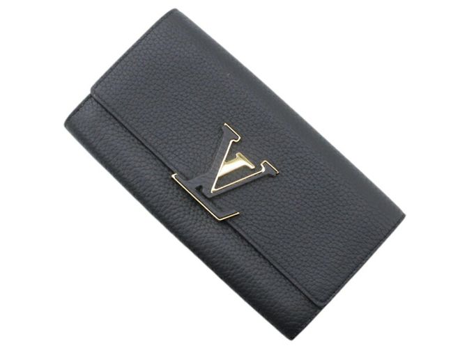 Capucines Louis Vuitton Black Taurillon Leather Bi-fold Long Wallet