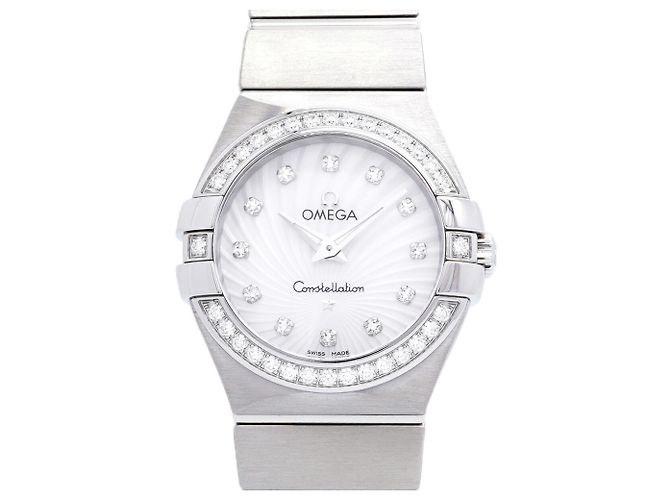 Reloj de pulsera para mujer Omega Constellation con bisel de diamantes