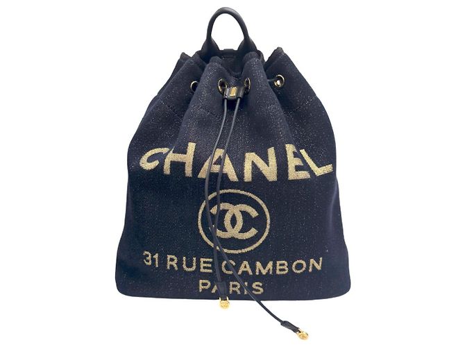 Chanel Navy Canvas Backpack