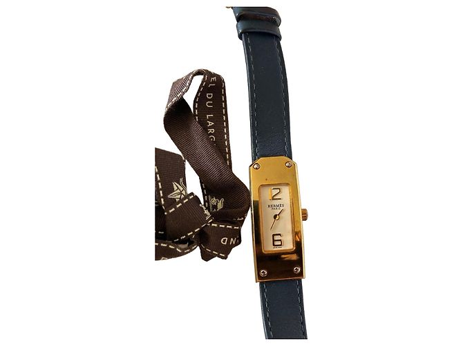Relógio Hermès Cape Cod Ouro e Couro Azul
