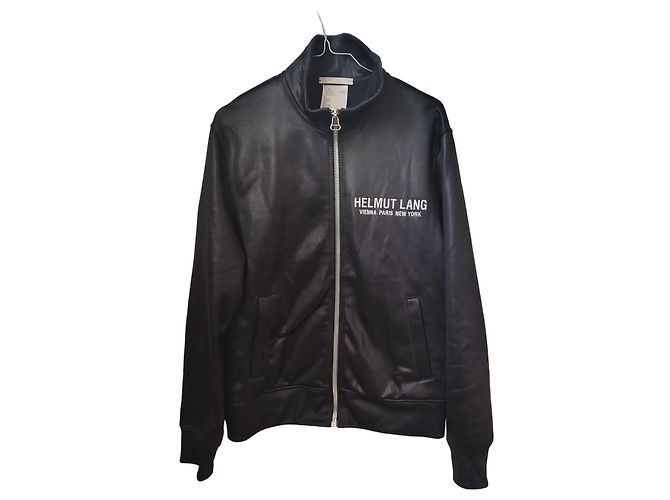Giacca Track in pelle nera Helmut Lang