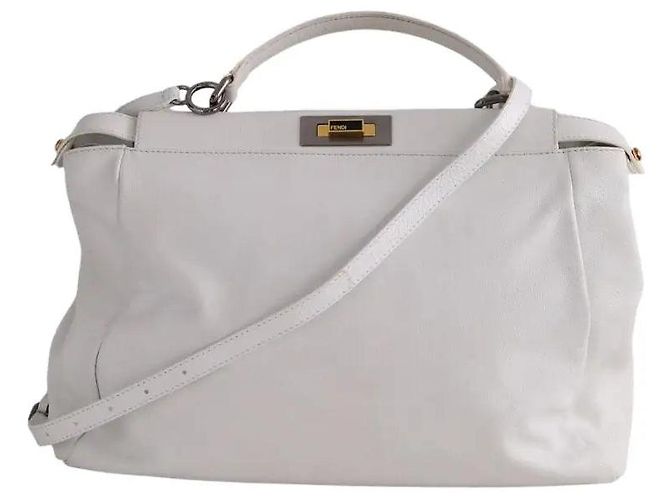 Fendi Borsa a tracolla Peekaboo Medium bianca