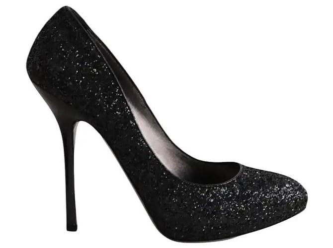 Jimmy Choo Glitzer Absatzschuhe Schwarz Größe 40