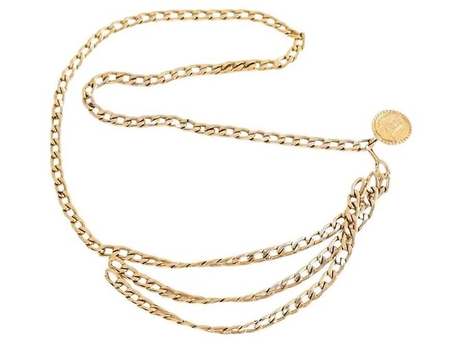 Cinto de corrente Chanel dourado em metal