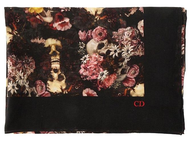 DIOR - Lenço Dior em seda e algodão preto