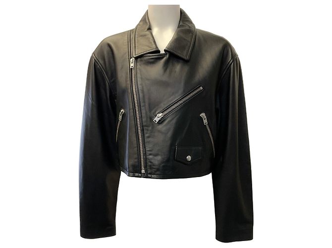 Iro Black Leather Castilli Moto Jacket