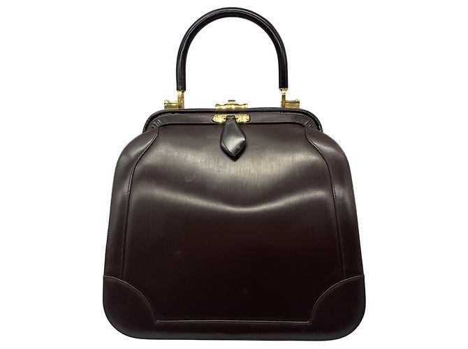 Borsa Judith Leiber in pelle marrone con manico superiore