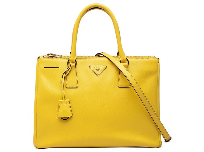 Bolso Prada Medium Saffiano Lux Galleria Double Zip Amarillo