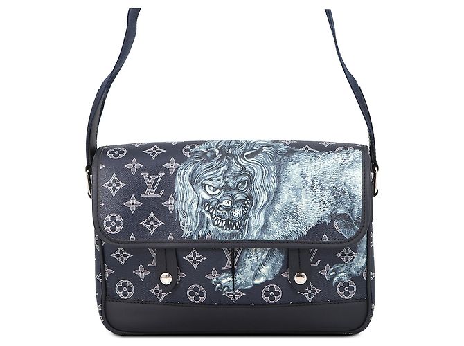 Borsa a Tracolla Louis Vuitton Chapman Brothers Monogram Savane Messenger PM Blu