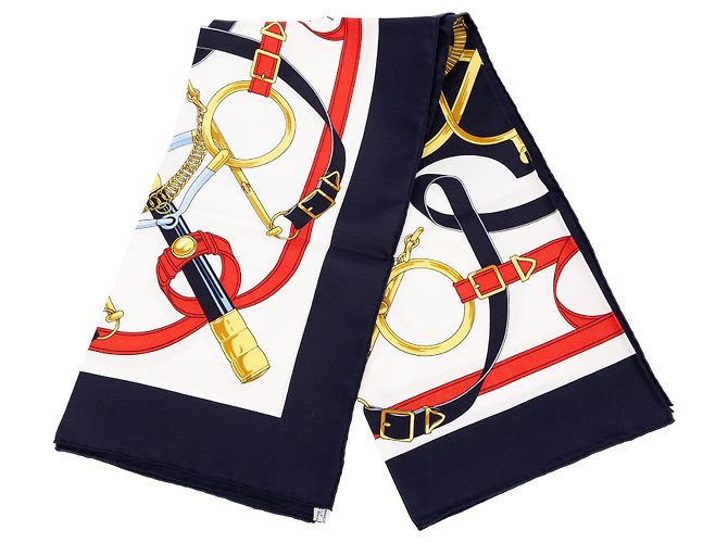 Hermès Eperon D Or Seidentuch Blau 90 Scarves