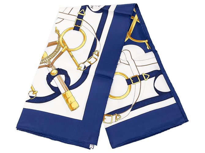 Foulard di seta Hermès Eperon D Or Bianco 90 Scarves