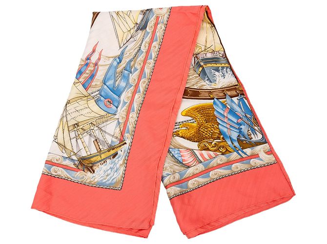 Lenço de seda plissado Hermès Vive le Vent Cor-de-Rosa 90