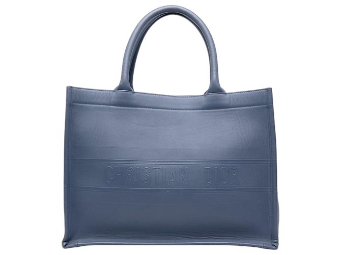 Book Tote Dior Medium em pele gofrada Azul