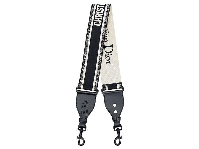 Alça de bolsa em tela bordada Dior preta