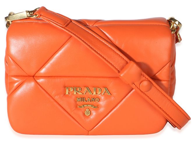 Prada Orange Nappa Small Patchwork System Kettenhandtasche