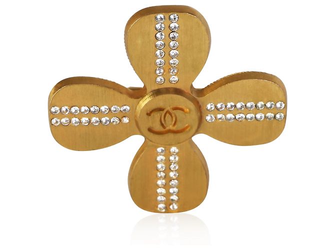 Gabrielle Chanel CC Kreuz Brosche 2002 vergoldet