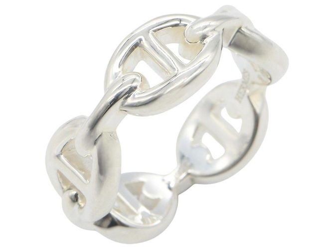 Ring Hermès Anel Faixa Hermes Chaine d'Ancre Enchainée Silver