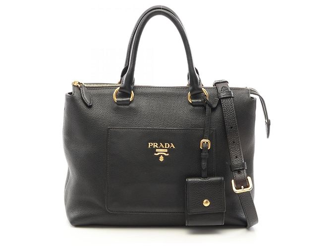 Prada 2-Way Handtasche aus schwarzem Leder
