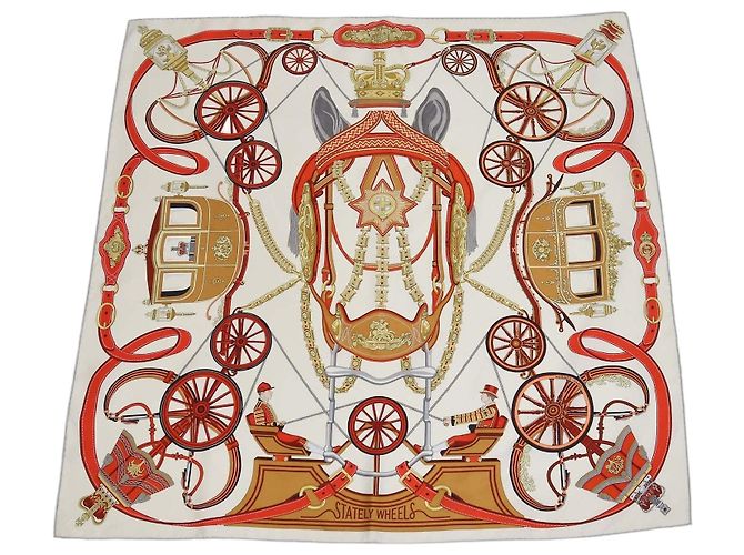 Hermès Foulard Hermes Multicolor Silk Stately Wheels 90