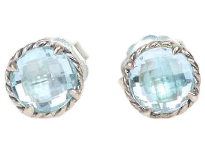 Orecchini a lobo David Yurman Sterling Silver 14K Gold Blue Topaz Petite Chatelaine