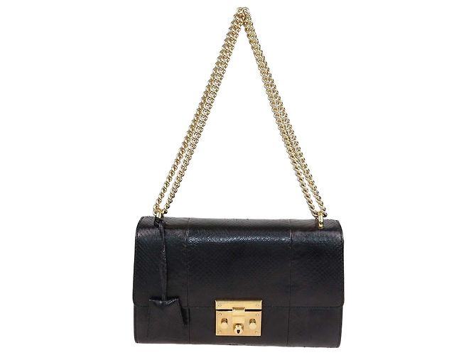 Borsa a tracolla Gucci Medium Padlock in pitone nero