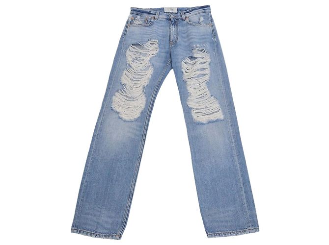 Calças retas em denim azul Givenchy com efeito desgastado