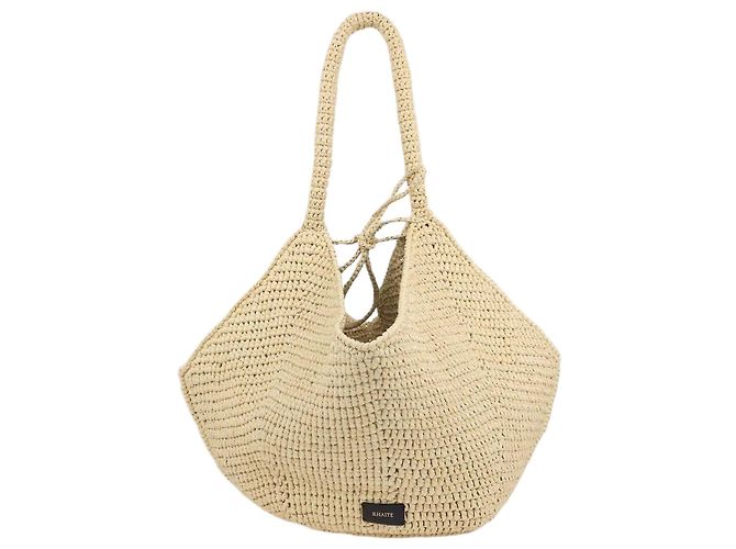 Khaite Bolsa Lotus Medium em ráfia natural