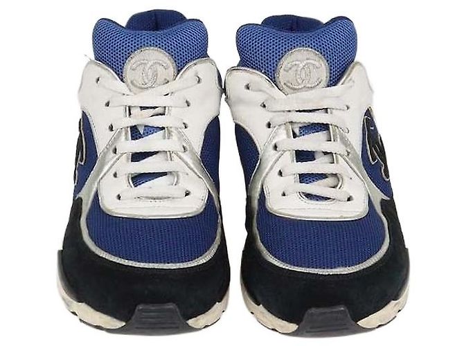 Sneakers stringate Chanel in mesh multicolore e pelle con logo CC