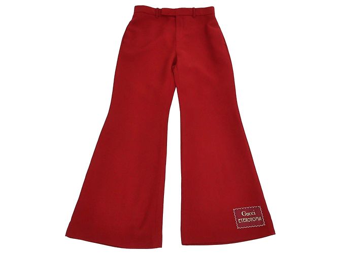Gucci Red Silk Wool Eterotopia Flared Pants
