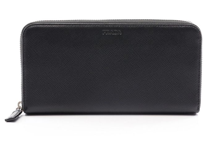 Prada Saffiano Long Wallet in Black