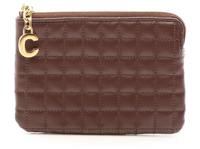 Céline Celine C-Charm Leather Card Case in Brown
